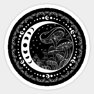 Celestial Mushroom Circle Sticker